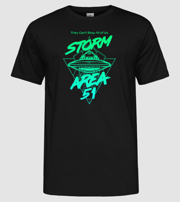 Storm area 51 ufo green model negru pe tricou