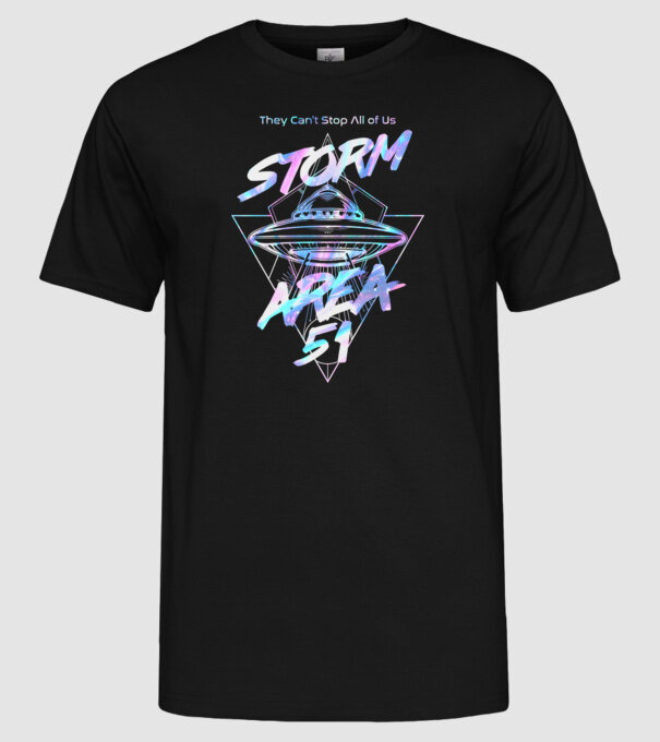 storm area 51 ufo holo model negru pe tricou
