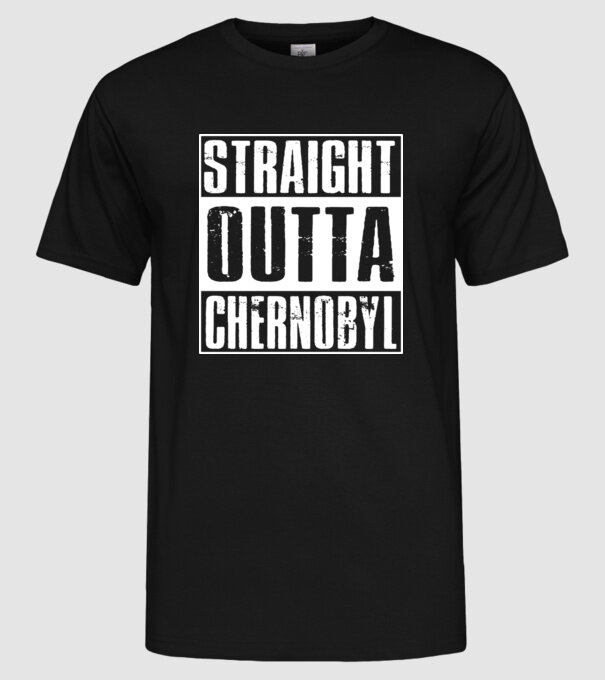Straight outta Chernobyl model negru pe tricou