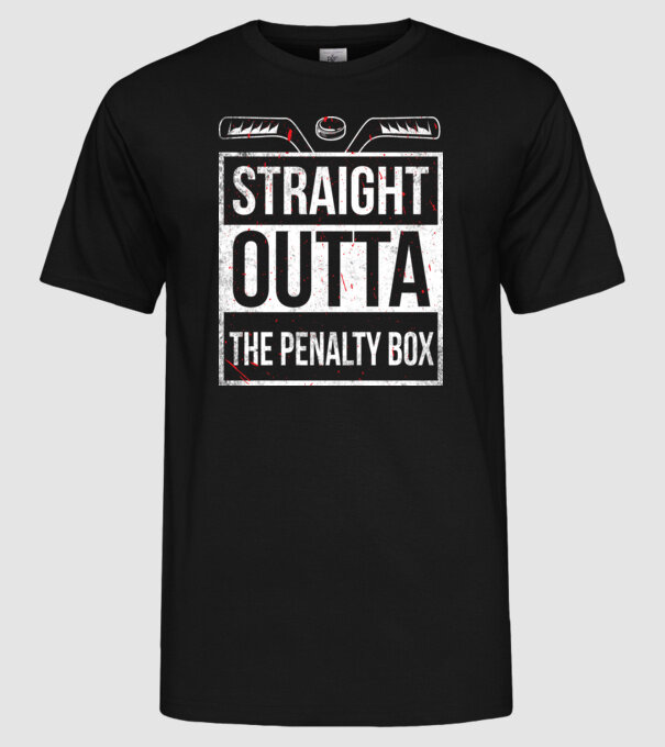 Straight outta the penalty box model negru pe tricou