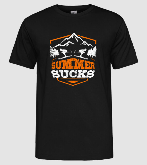 Summer sucks model negru pe tricou