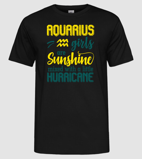 Sunshine with Hurricane AQUARIUS model negru pe tricou
