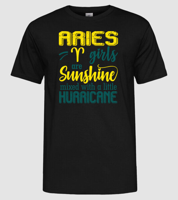 Sunshine with Hurricane ARIES model negru pe tricou
