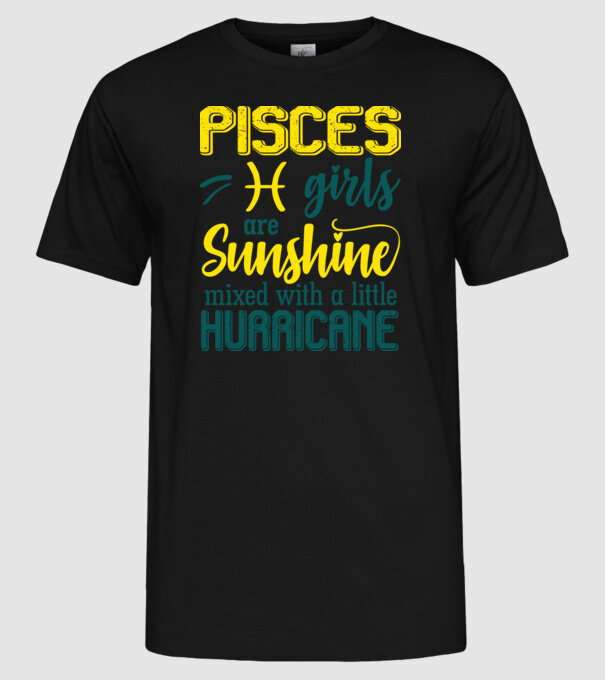 Sunshine with Hurricane PISCES model negru pe tricou
