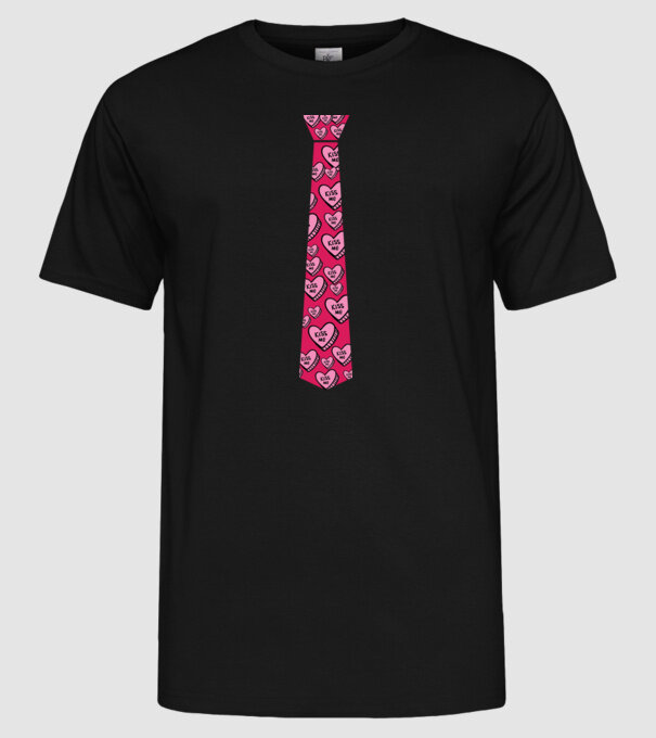 Cravată cu inimă model negru pe tricou