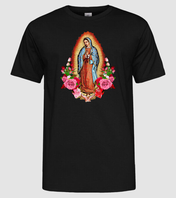 Fecioara Maria model negru pe tricou