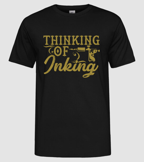 Thinking of inking model negru pe tricou