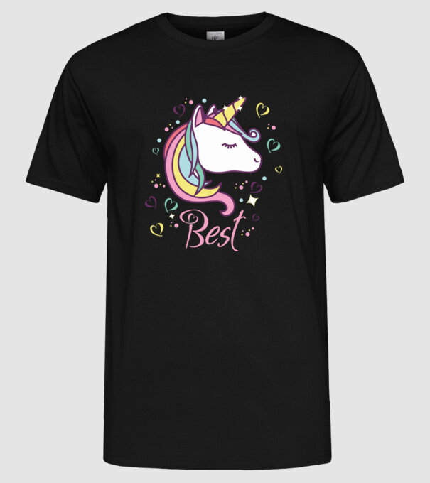 Unicorn Best model negru pe tricou