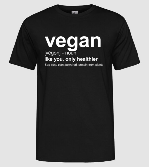 Vegan definition model negru pe tricou