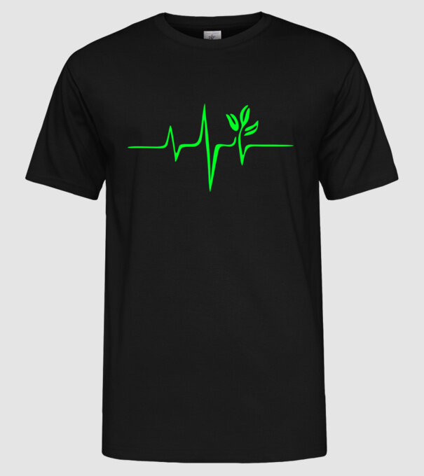 vegan heartbeat model negru pe tricou