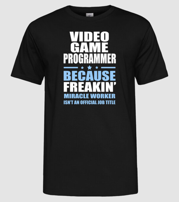 Video game Programmer model negru pe tricou