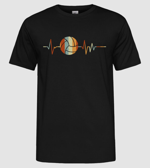 Volleyball heartbeat model negru pe tricou