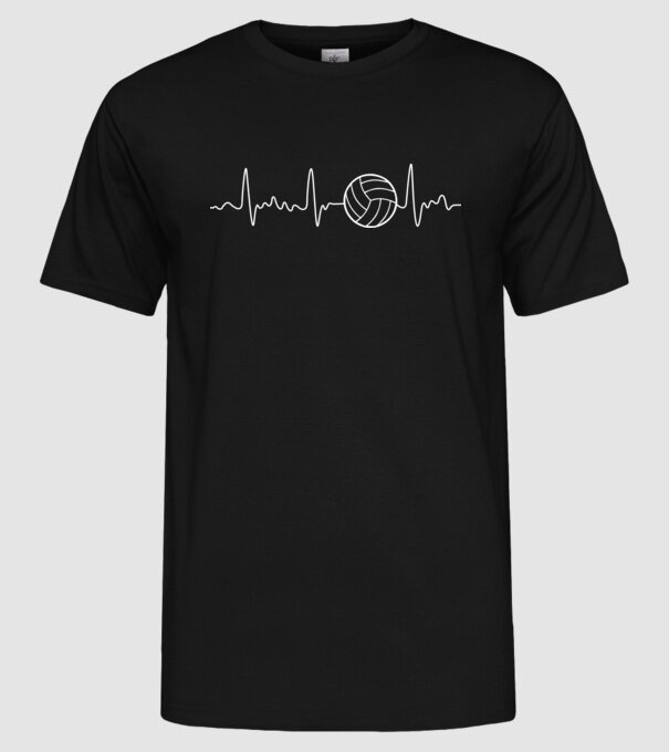 Volleyball heartbeat model negru pe tricou