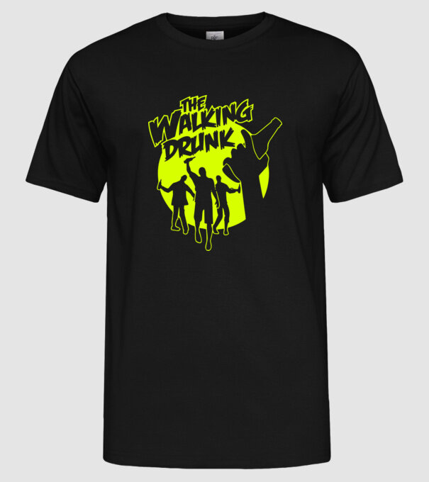 Walking Drunk model negru pe tricou