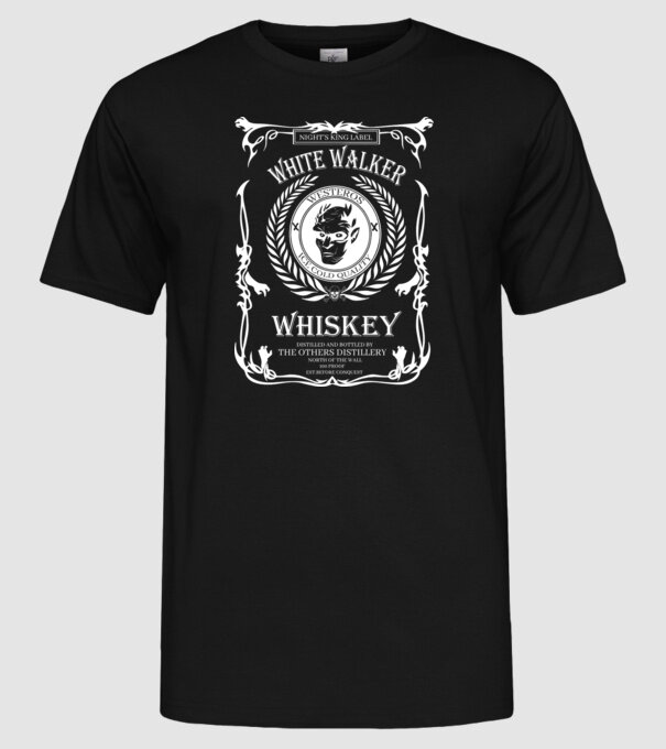 Whiskey White Walker model negru pe tricou