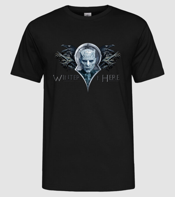 Winter is Here model negru pe tricou
