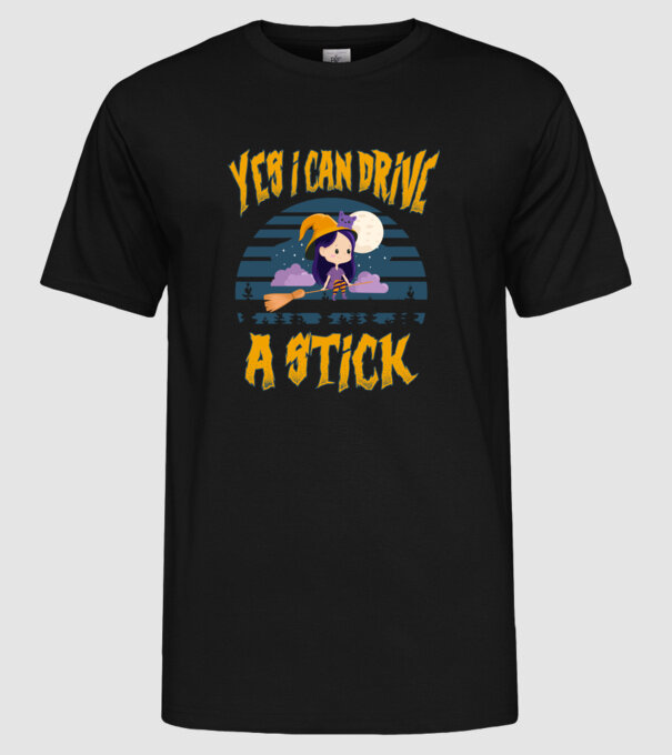 Yes, i can drive a stick model negru pe tricou