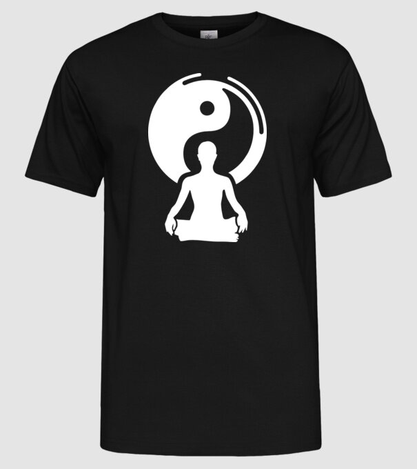 Meditație Yin yang model negru pe tricou