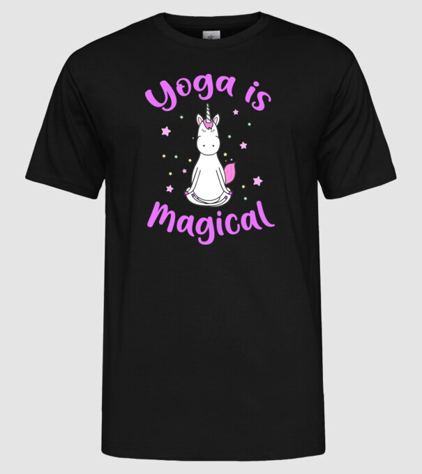 yoga is magical model negru pe tricou