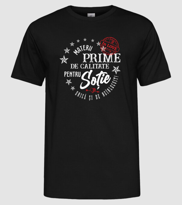 00_Materii prime de calitate pentru soție model negru pe tricou