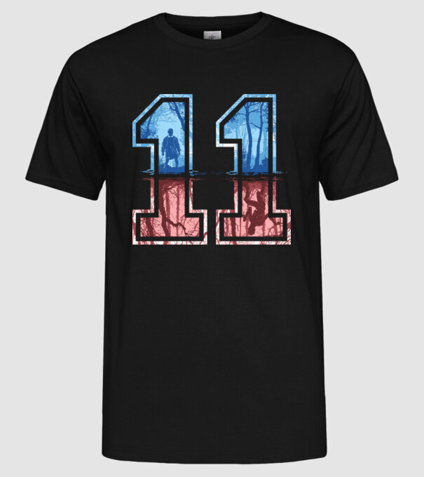 11 eleven stranger things model negru pe tricou