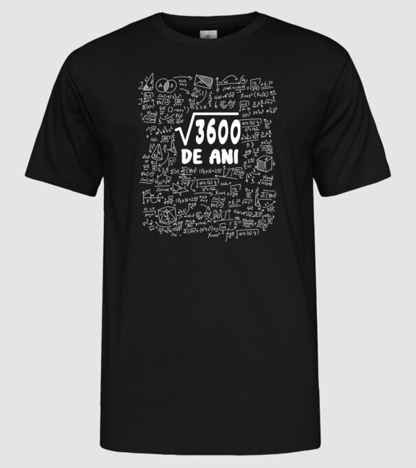 √3600 de ani model negru pe tricou