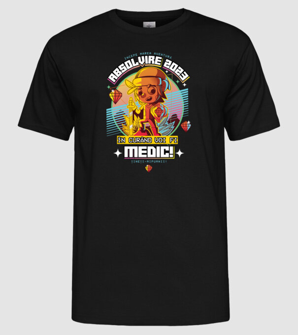 absolvire 2023 medic model negru pe tricou