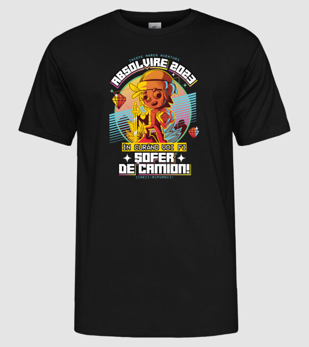 absolvire 2023 șofer de camion model negru pe tricou
