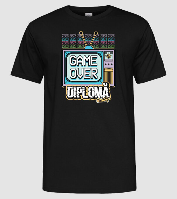 Absolvire retro diplomă model negru pe tricou