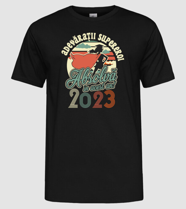 Adevărații supereroi model negru pe tricou