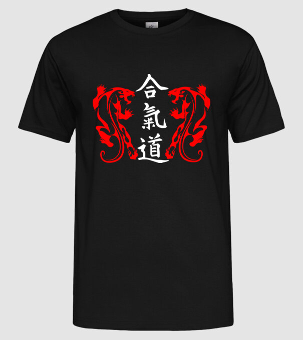 Aikido 2 model negru pe tricou