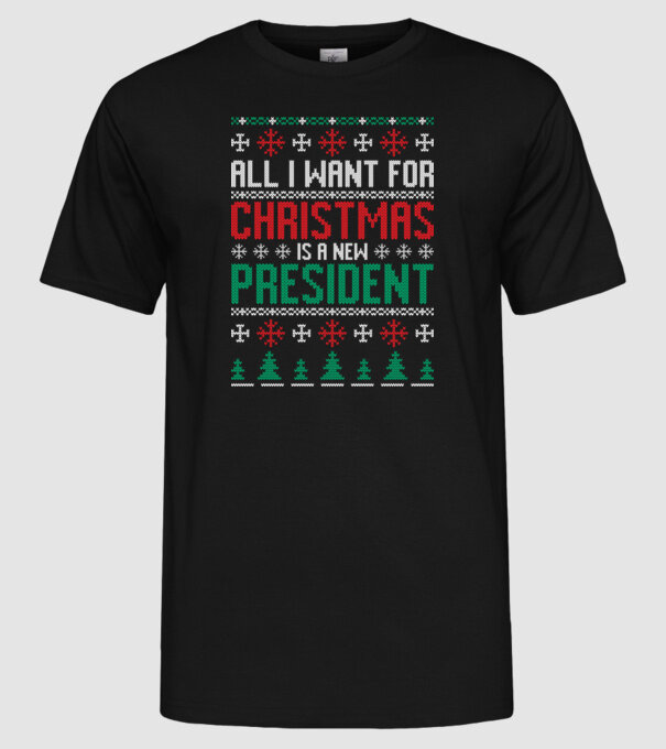 All I want for christmas model negru pe tricou