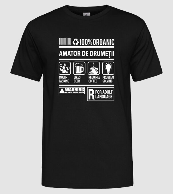 amator de drumeții model negru pe tricou