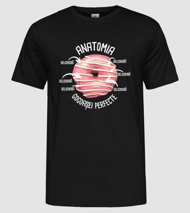 anatomia gogoașei perfecte: delicioasă model negru pe tricou