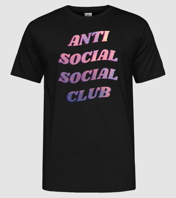 Anti social social club pink model negru pe tricou