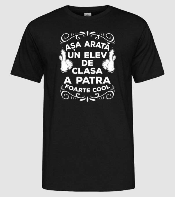 Așa arată un elev de clasa a patra foarte cool model negru pe tricou