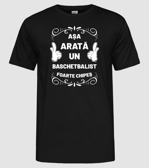 Așa arată un BASCHETBALIST foarte chipeș model negru pe tricou