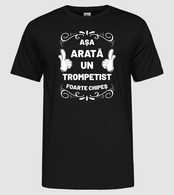 așa arată un trompetist foarte chipeș model negru pe tricou