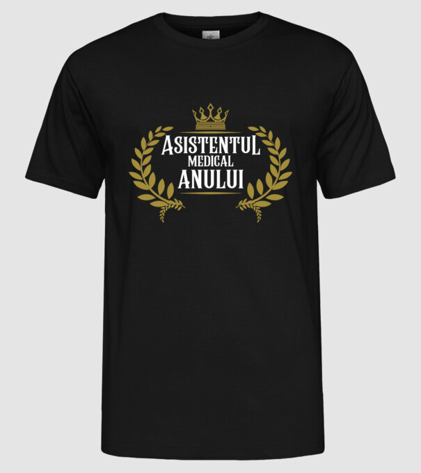 Asistentul medical al anului model negru pe tricou