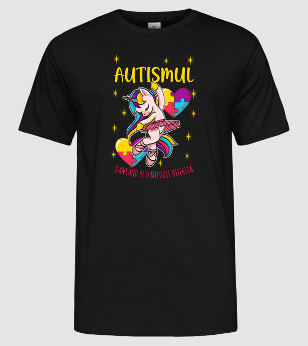 Autismul, dansând pe o melodie diferită model negru pe tricou