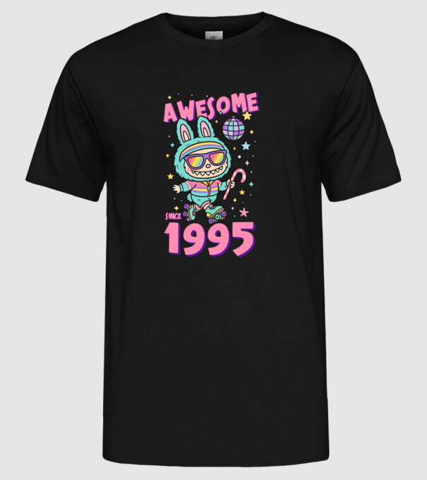Awesome since 1995 - Labubu model negru pe tricou
