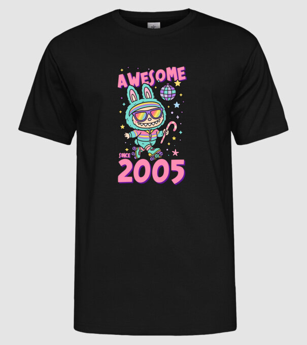 Awesome since 2005 - Labubu model negru pe tricou