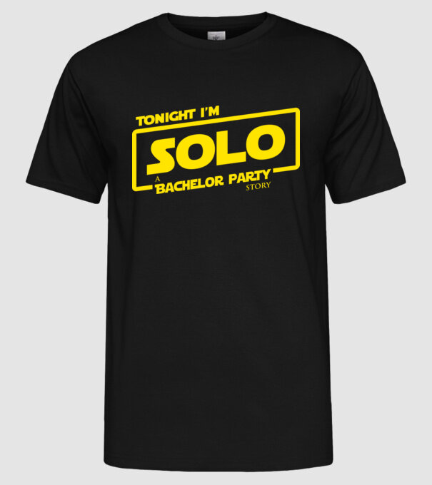 Bachelor Party Solo model negru pe tricou