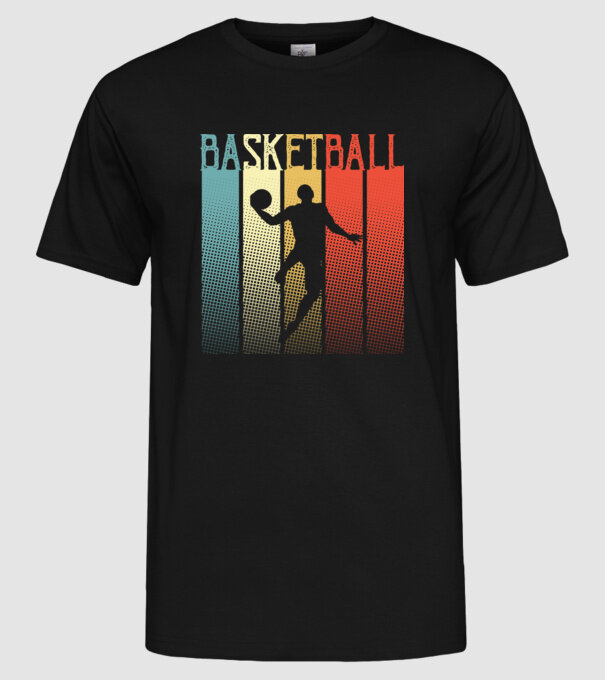 basketball vintage model negru pe tricou