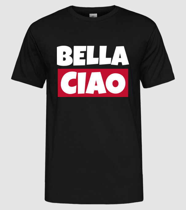 bella ciao logo model negru pe tricou