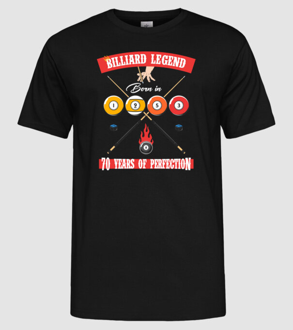 Billiard legend born in 1953 model negru pe tricou