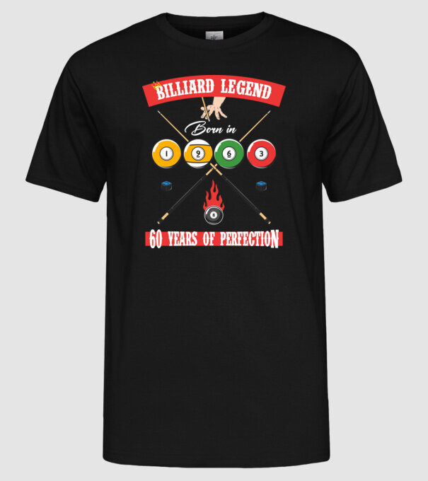 Billiard legend born in 1963 model negru pe tricou