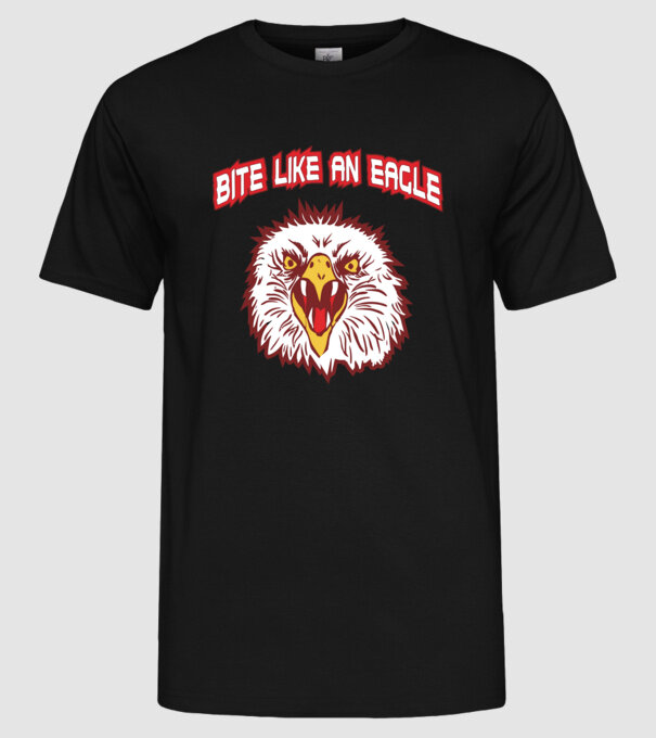 bite like an eagle cobra kai model negru pe tricou