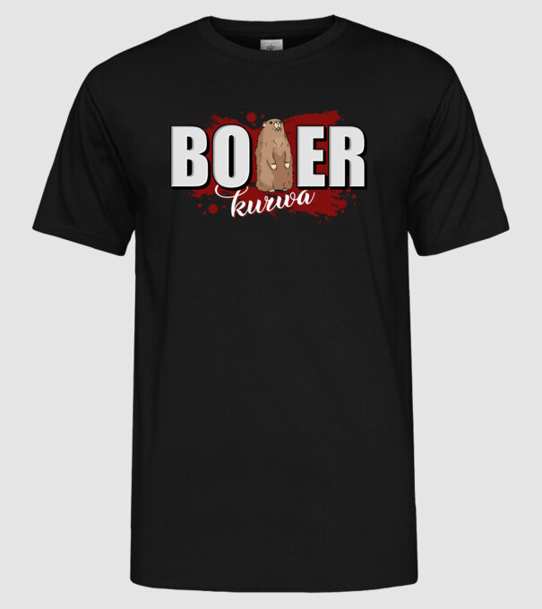 Bober Kurwa model negru pe tricou
