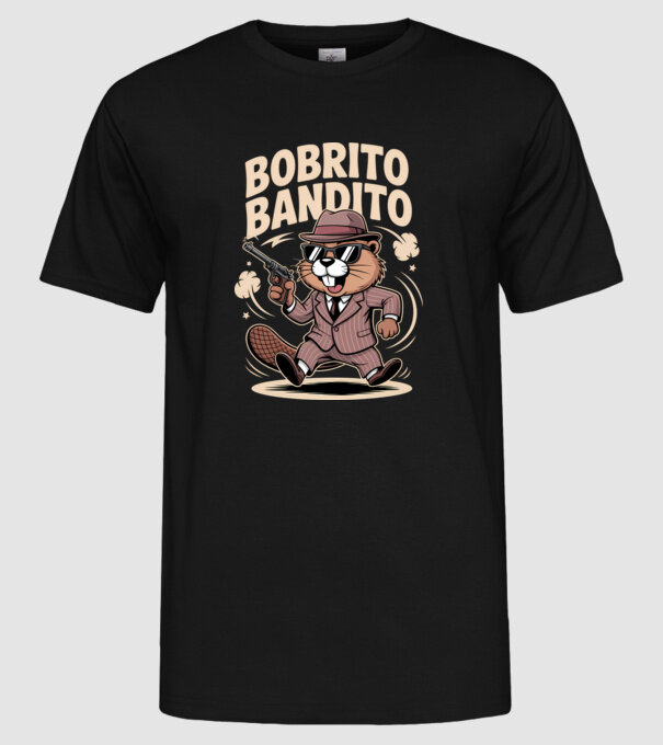 Bobrito Bandito model negru pe tricou